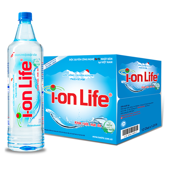 Thùng 12 chai nước ion Life 1.25 lít